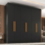 Guarda Roupa Casal 6 Portas em MDP 180cm Paris Espresso Móveis Preto