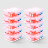 Kit com 10 Potes de Vidro Herméticos Retangulares 640ml Marmita Ideal Invicta