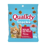 Snacks Ração Qualidy para Gato Bolas de Pelo Sabor Carne – Embalagem com 12 Unidades