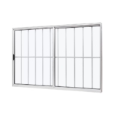 Janela de Alumínio de Correr Lateral 100x120cm 2 Folhas com Grade e Vidro Liso Slim Modular Ramassol