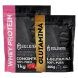 Kit: Whey Protein Concentrado 1kg + Glutamina 250g Soldiers Nutrition Proteína Muscular