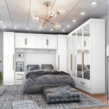 Quarto de Casal Completo 5 Peças 6 Portas 4 Gavetas com Maleiro e Espelhos Smart Plus Yescasa Branco