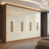 Guarda Roupa Casal 8 Portas 4 Gavetas Paris Espresso Móveis Cinamomo/Off White