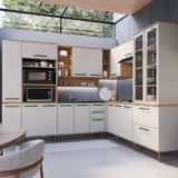 Cozinha Modulada Completa Isabelle 10 Peças com Torre Quente Para 2 fornos Freijó/Arenas