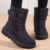 Botas de Neve Femininas de Inverno Cano Alto Impermeáveis de Couro Casual Leves e Quentes MTYK