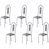 Kit 6 Cadeiras Tubular Bianca  Martelado Pérola/Paraopeba
