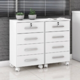 Conjunto 2 Gaveteiros para Escritório 4 Gavetas com Rodízios e Chave Gávea Branco
