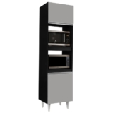 Paneleiro Cozinha Torre Quente 56cm Colorado Preto/Cinza – Lumil Móveis
