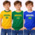 Camiseta Infantil Retrô Brasil | Poliéster Premium | Torcida Copa | Amarelo Verde Azul