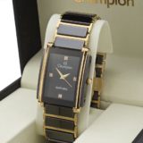 Relógio Ceramica Safira Feminino Preto com Dourado Quadrado Original CA21857U