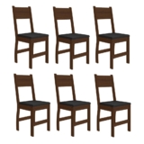 Kit 6 Cadeiras de Jantar MDF Milano Amêndoa/Preto