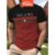 Camiseta masculina de verão 2026 estilo europeu e americano, com design em cores contrastantes preto e vermelho, gola