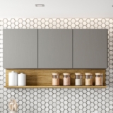 Armário para Cozinha 3 Portas 120cm Line  Gris/Freijó