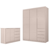 Jogo de Quarto Infantil Guarda Roupa 2 Portas e Cômoda 4 Gavetas Lua P04 Rose – Mpozenato