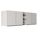 Armário de Cozinha Aéreo Califórnia Kit 2 e Nicho Adega Riad 180cm Branco – Lumil