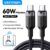 Vention USB 2.0 Tipo-C Cabo 3A 60W 480Mbps Dados Nylon Trançado Alumínio Shell Durável Para Telefones Tablets Carregador