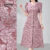 (Lovito Refine) Tecido de Vestido Elegante com Botões Costurados Primavera/verão Cinza e rosa LR23E325