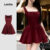 Lovito Vestido Casual Estilo Chinês Cheongsam Qipao Laço Cintura Modelo Primavera/verão Vermelho Para Mulheres L157ED507