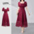 (Lovito Refine)Vestido Elegante Festa Evangélica Natal Vermelho Zíper Duplo Para Primavera/verão Cor Vinho LR23E063