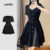 Lovito Vestido Elegante com Botões para Primavera/verão Vestido Preto para mulheres L143ED158