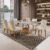 Conjunto Sala de Jantar Mesa Tampo de Vidro 6 Cadeiras Luanda Imbuia/Veludo Creme