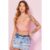 Top Feminino Up Glam Decote Coração Planet Girls Rosa Médio