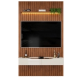 Painel Para Tv Até 55 Polegadas 1,43m Ripado Autêntico Com Led Montreal Com Nicho Efraín