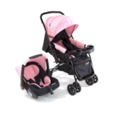 Carrinho de Bebe Travel System Duo Reverse Rosa Rajado com Bebê Conforto – Cosco