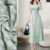 Lovito Vestido Elegante Casual com Franzido Primavera/verão Vestido Verde para mulheres L158ED1521