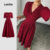 Lovito Vestido Elegante De Natal/ano Novo Com Franzidos Cor Vinho Para Mulheres Ideal Para Primavera/verão LBL30048