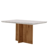 Mesa Para Sala De Jantar Olimpia 120cm Em Mdf E Vidro Off White Imbuia Ripado