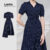(Lovito Refine) Vestido Elegante Envelope de Primavera/verão Azul-marinho para Mulheres LR18L135