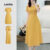 Lovito Vestido Casual com Laço para Primavera/verão  Amarelo  para mulheres L142ED665