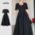 Lovito Vestido Elegante Fino para O Trabalho Vestido Preto Primavera/verão para Mulheres L150ED358