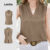Lovito Blusa Casual Plicated com Botão Primavera/verão Caqui para Mulheres L154ED445
