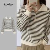 Lovito Casaco de Moletom Casual Clássico e Atemporal para Outono/inverno para mulheres L159AD238