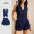 Lovito Conjunto Elegante Blusa Calça Listrada Luxo Botões Frontais Primavera/verão Calça Azul Para Mulheres LBL30222