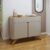Buffet para Sala de Jantar Laqueado 100% MDF 2 Portas 92cm Pés Madeira Maciça Aros Off White/Naturalle