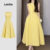Lovito Vestido Casual com Bolso de Primavera/verão Amarelo para Mulheres L158AD1685