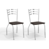 Cadeira Sala de Jantar Portugal 2C007CR Aço Kit 2 Uni Cromada/Preto 110 – Kappesberg