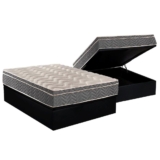 Cama Box Baú Casal: Colchão Anatômico Paropas D45 / Confort Mega Firme + Base CRC Suede Black(138×188)