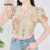 Lovito Blusa de Primavera/verão com Gargantilha Ruffle Boho para Mulheres L143ED586