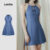 Lovito Vestido Jeans Casual Com Amarração Frontal Azul Para Mulheres Ideal Para a Primavera/verão L157ED118