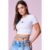 Cropped Feminino Slik de Estrela Planet Girls Branco