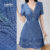 (Lovito Refine) Vestido Casual de Renda Pregueada para Primavera/verão Azul para Mulheres LR23E022