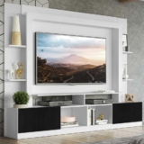Rack Estante Com Painel E Suporte Tv 65″ E 2 Portas Oslo Multimóveis Branco/preto