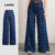 Calças jeans de perna larga com capa combinada feminina-JNB150P2D404