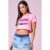 Cropped Feminino Com Logo Planet Girls Rosa Claro