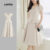 Lovito Vestido Elegante com Babado Na Barra Falsa 2 em 1 para Deslocamento Primavera/verão Cinza Claro L142ED407