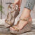 Lovito Boho cor lisa bloco tecido esqueleto cunha sapatos estilo étnico cunhas para mulheres LFA65322